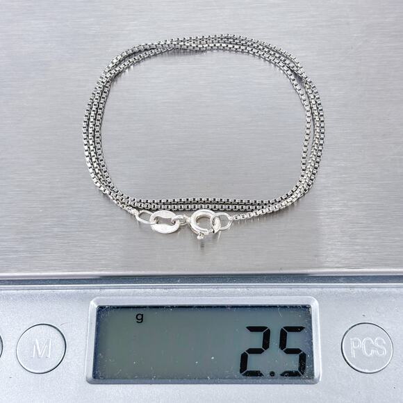 Estate Italy Sterling Silver 925 Box Chain Necklace 16.5" - Picture 3 of 3